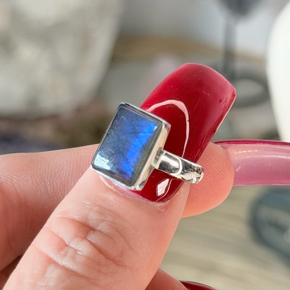 Peacock Blue Labradorite Ring Solid 925 Sterling … - image 2